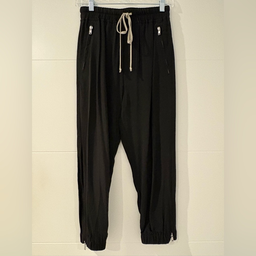 Rick Owens Black drawstring joggers pants S/S 21 Phlegethon, Sz 2